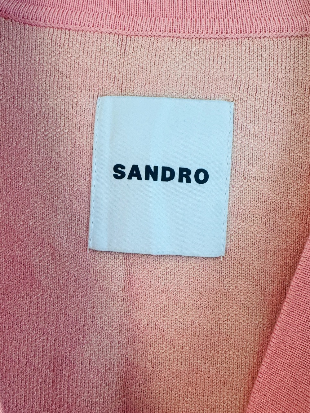 SANDRO orange 🍊 Houndstooth Knit Cardigan Jacket size Large - Picture 2 of 7
